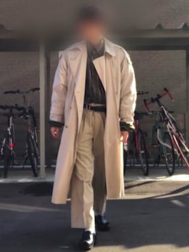 「緑」｜「アイテム（トレンチコート）」を使った、わーきさん（メンズ・173cm）の秋コーディネート