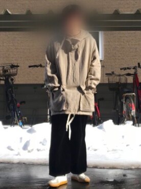「ジャーマントレーナー」｜「アイテム（マウンテンパーカー）」を使った、わーきさん（メンズ・173cm）の冬コーディネート