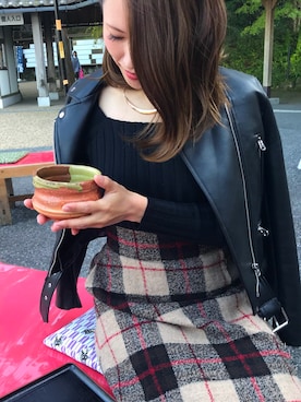 「Mila Owen」｜「アイテム（ライダースジャケット）」を使った、9mm9さん（レディース・161cm）の秋コーディネート