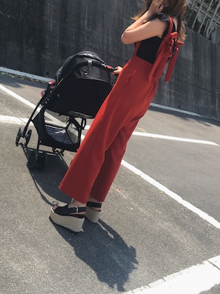 Ameri（アメリ）の「BACK RIBBON ROMPERS（サロペット