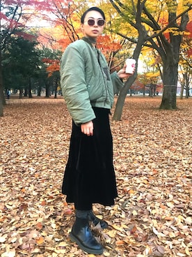 「KOMONO.（コモノ）の入荷禁止「KOMONO コモノ」 サングラス MONROE（サングラス）」を使った、後藤早貴さん（レディース・157cm）の冬コーディネート