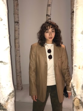 「KOMONO.（コモノ）の入荷禁止「KOMONO コモノ」 サングラス MONROE（サングラス）」を使った、後藤早貴さん（レディース・157cm）の秋コーディネート