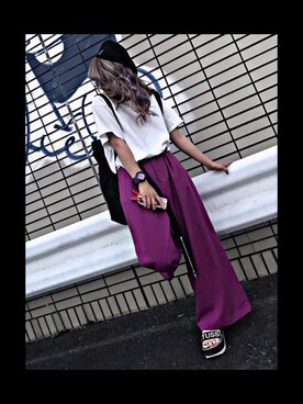 「アイテム（腕時計、パープル系）」を使った、kiyo☆さん（レディース・155cm）の夏コーディネート
