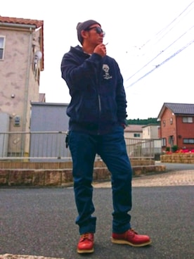 「アイテム（ニットキャップ/ビーニー）」を使った、あきらさん（メンズ・170cm）の秋コーディネート