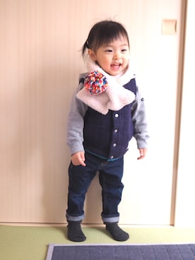 「BUDDY Lee（バディーリー）のアイテム（パンツ）」を使った、ttssuumm＊*さん（キッズ・80cm）の冬コーディネート