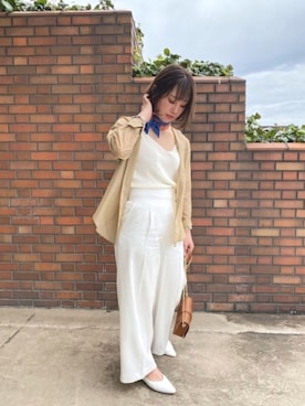 「FONCE（フォンセ）のアイテム（パンツ）」を使った、Yossyさん（レディース・163cm）の春コーディネート