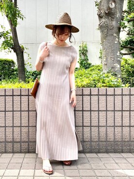 「Rouge vif（ルージュヴィフ）のアイテム（帽子）」を使った、Yossyさん（レディース・163cm）の夏コーディネート