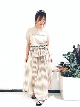 「Rouge vif（ルージュヴィフ）のアイテム（シャツワンピース）」を使った、Yossyさん（レディース・163cm）の夏コーディネート
