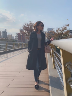 「ARMANI EXCHANGE（アルマーニエクスチェンジ）のアイテム（トレンチコート）」を使った、エミリーさん（レディース・158cm）の秋コーディネート