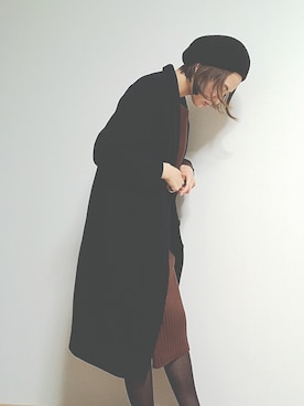 「A part by（アパートバイ）のアイテム（チェスターコート）」を使った、鶴田真梨さん（レディース・170cm）の冬コーディネート