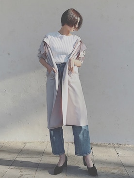 「A part by（アパートバイ）のアイテム（トレンチコート）」を使った、鶴田真梨さん（レディース・170cm）の冬コーディネート