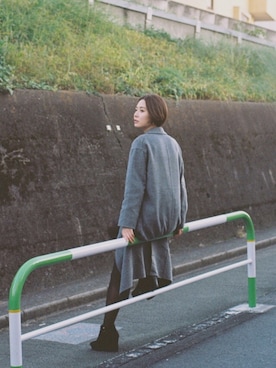 「スプリングSENSEOFPLACE」｜「アイテム（チェスターコート）」を使った、鶴田真梨さん（レディース・170cm）の冬コーディネート