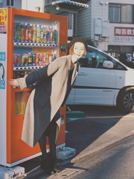 「スプリングSENSEOFPLACE」｜「アイテム（チェスターコート）」を使った、鶴田真梨さん（レディース・170cm）の冬コーディネート
