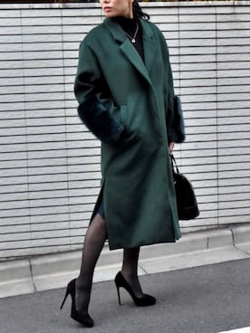 「コーディネート」｜「アイテム（チェスターコート）」を使った、ＳＥーＮＡさん（レディース・157cm）の冬コーディネート