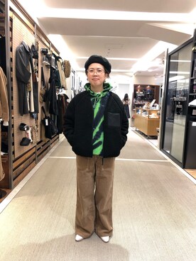 「MANASTASH（マナスタッシュ）のアイテム（ジャケット/アウター）」を使った、高安さん（レディース・153cm）の秋コーディネート