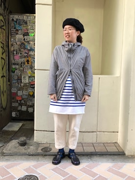 「and wander（アンドワンダー）のアイテム（ジャケット/アウター）」を使った、高安さん（レディース・153cm）の春コーディネート