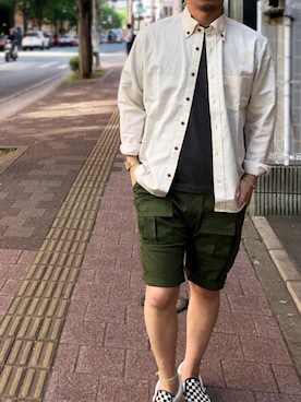 「アイテム（スリッポン）」を使った、Sandy Comesさん（メンズ・173cm・20代）の夏コーディネート