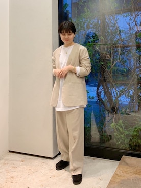 「clarks」｜「アイテム（ノーカラージャケット）」を使った、koguさん（レディース・151cm）の春コーディネート