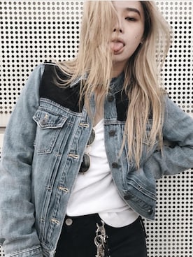 「GAP（ギャップ）のアイテム（デニムジャケット、ブルー系）」を使った、Sakuraさん（レディース）の冬コーディネート