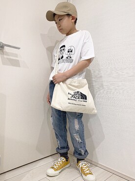 「ノースフェイス」｜aoooooh!!さん（キッズ・129cm）の春コーディネート