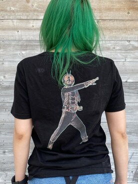 「GU（ジーユー）のアイテム（Tシャツ/カットソー、ブラック系）」を使った、yuiさん（レディース・154cm）の夏コーディネート