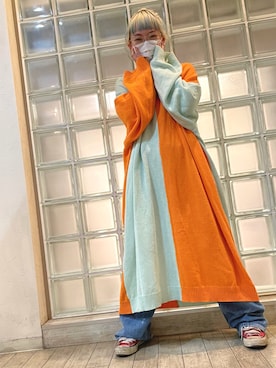 「koreaのアイテム（ワンピース、オレンジ系）」を使った、yuiさん（レディース・154cm）の冬コーディネート