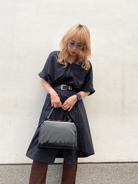 「PAGEBOY（ページボーイ）のモードバックルベルト（ベルト、ブラック系）」を使った、yuiさん（レディース・154cm）の冬コーディネート