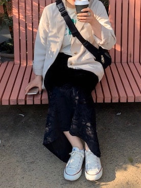 「LOUNGEDRESS（ラウンジドレス）のアイテム（ジャケット/アウター）」を使った、senaさん（レディース・160cm）の春コーディネート