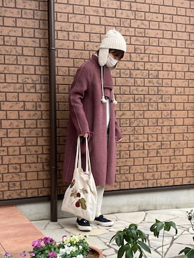 「カオリノモリ」｜「アイテム（ダウンジャケット/コート）」を使った、skh31さん（レディース・162cm）の冬コーディネート