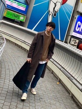 「AIGLE（エーグル）のアイテム（トップス）」を使った、Teaさん（メンズ・180cm）の冬コーディネート