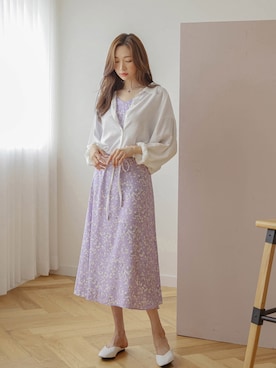 「アイテム（ワンピース/ドレス、パープル系）」を使った、justoneさん（レディース・165cm）の夏コーディネート