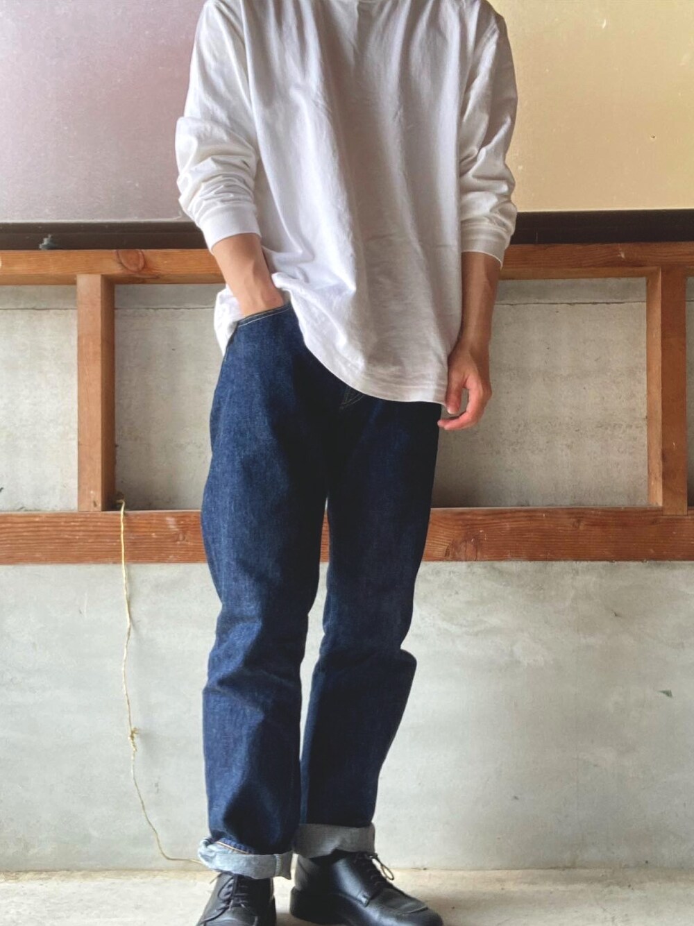 「シンプル、orslow、gu、プチプラ、KLEMAN」｜「GUのアイテム（Tシャツ/カットソー、ホワイト系）」を使った、はなださん（メンズ・172cm）の夏コーディネートの1枚目の写真