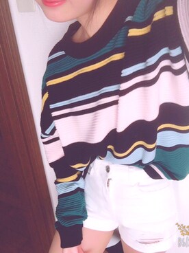 「H&M（エイチ・アンド・エム）のアイテム（ニット/セーター、その他）」を使った、ねこのめさん（レディース・151cm）の冬コーディネート