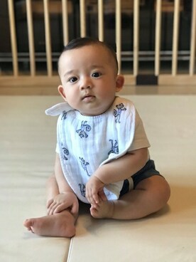「よだれかけ」｜adenandanaisさん（キッズ・70cm）の夏コーディネート