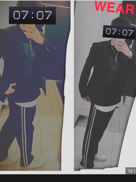 「AZUL by moussy（アズールバイマウジー）のアイテム（スウェット）」を使った、Kazumaruさん（メンズ・175cm）の冬コーディネート
