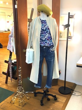 「アイテム（ハンチング/ベレー帽、ゴールド系）」を使った、ポンデシャロン鎌倉さん（レディース・160cm）の春コーディネート