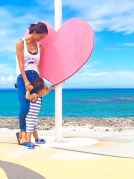 「OLD NAVY（オールドネイビー）のアイテム（タンクトップ、ホワイト系）」を使った、N.yuliさん（レディース・153cm）の夏コーディネート