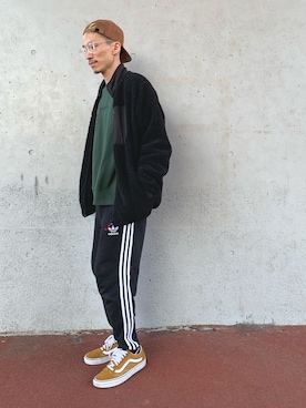 「スエット」｜「アイテム（ブルゾン）」を使った、Yuji Okoshiさん（メンズ・173cm）の冬コーディネート