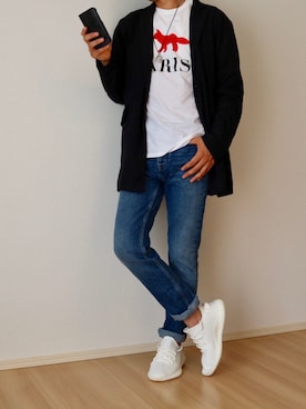 「イージーブースト」｜「アイテム（アクセサリー）」を使った、松崎さん（メンズ・175cm）の春コーディネート