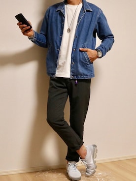 「BLUE BLUE（ブルーブルー）のアイテム（デニムジャケット）」を使った、松崎さん（メンズ・175cm）の春コーディネート