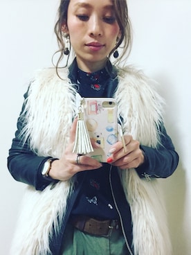 「ファーベスト」｜「アイテム（ライダースジャケット）」を使った、yo♡さん（レディース・152cm）の春コーディネート