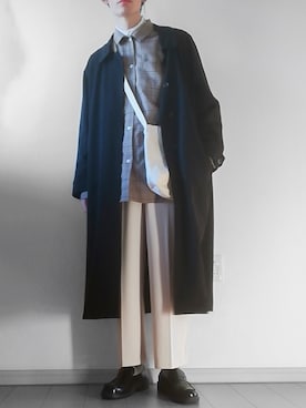 「レトロ」｜「アイテム（ステンカラーコート）」を使った、けいさん（メンズ・177cm）の冬コーディネート