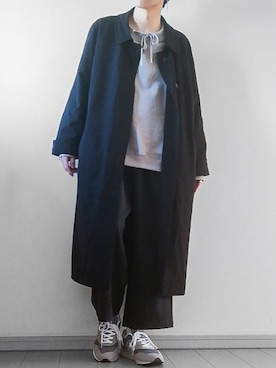 けいさんの「loose soutien collar long coat/ルーズステンカラーコート」を使ったコーディネート