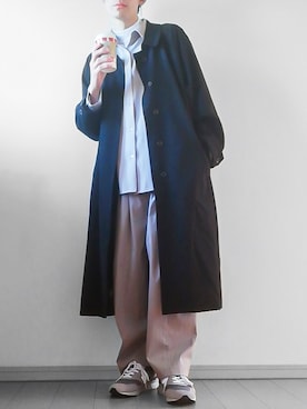 けいさんの「loose soutien collar long coat/ルーズステンカラーコート」を使ったコーディネート