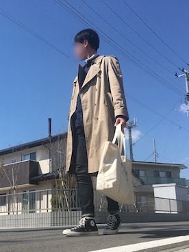 「チャックテイラー」｜「アイテム（トレンチコート）」を使った、SST___sさん（メンズ・184cm）の春コーディネート