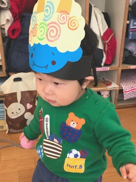 「節分」｜「アイテム（スウェット）」を使った、ぱぁこさん（キッズ・70cm）の冬コーディネート