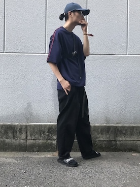 「MYne（マイン）のアイテム（帽子）」を使った、THE PHARCYDEさん（メンズ・182cm）の夏コーディネート