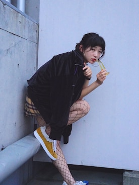 「MYne（マイン）のアイテム（ブルゾン）」を使った、THE PHARCYDEさん（レディース・162cm）の夏コーディネート