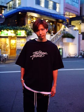 「MYne（マイン）のアイテム（トップス）」を使った、THE PHARCYDEさん（メンズ・180cm）の夏コーディネート