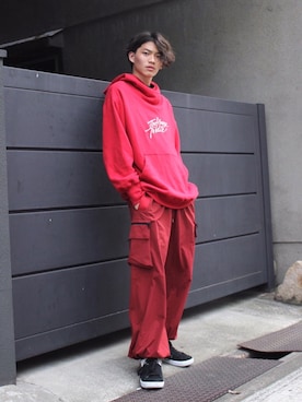 「MYne（マイン）のアイテム（その他パンツ）」を使った、THE PHARCYDEさん（メンズ・175cm）の夏コーディネート